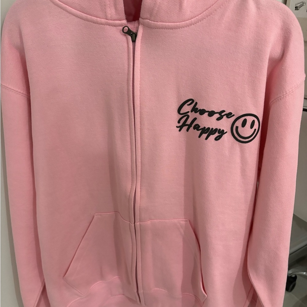 Pink Hoodie with 'Choose Happy' Graphic